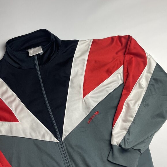 Vintage Adidas Trefoil Logo Track Jacket Mens L Red Black Grey White 80s 90s - Picture 2 of 13